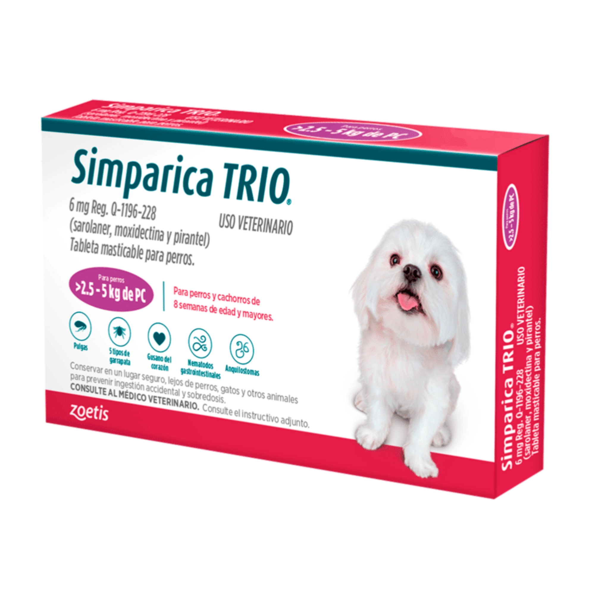 Simparica Trio De 2.5 A 5 Kg Caja x3 Tabletas