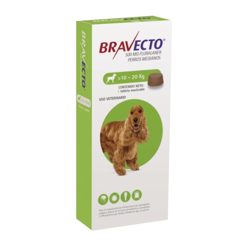 Bravecto 500mg de 10 a 20 Kg