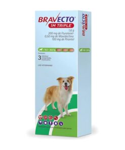 Bravecto 1M Triple 10 a 20 Kg 200mg X3 Tabletas