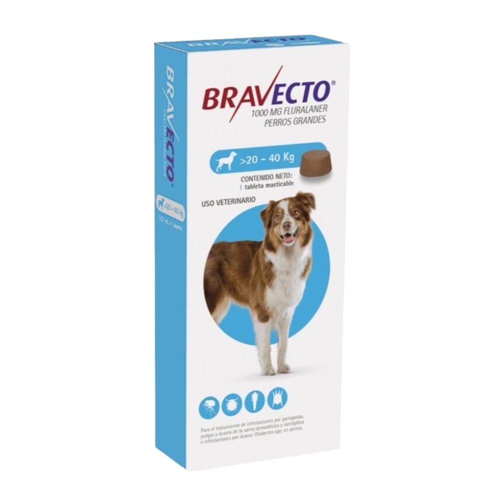 Bravecto 1000mg de 20 a 40 Kg