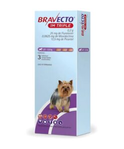 Bravecto 1M Triple 1.27 a 2.5 Kg 25mg X3 Tabletas
