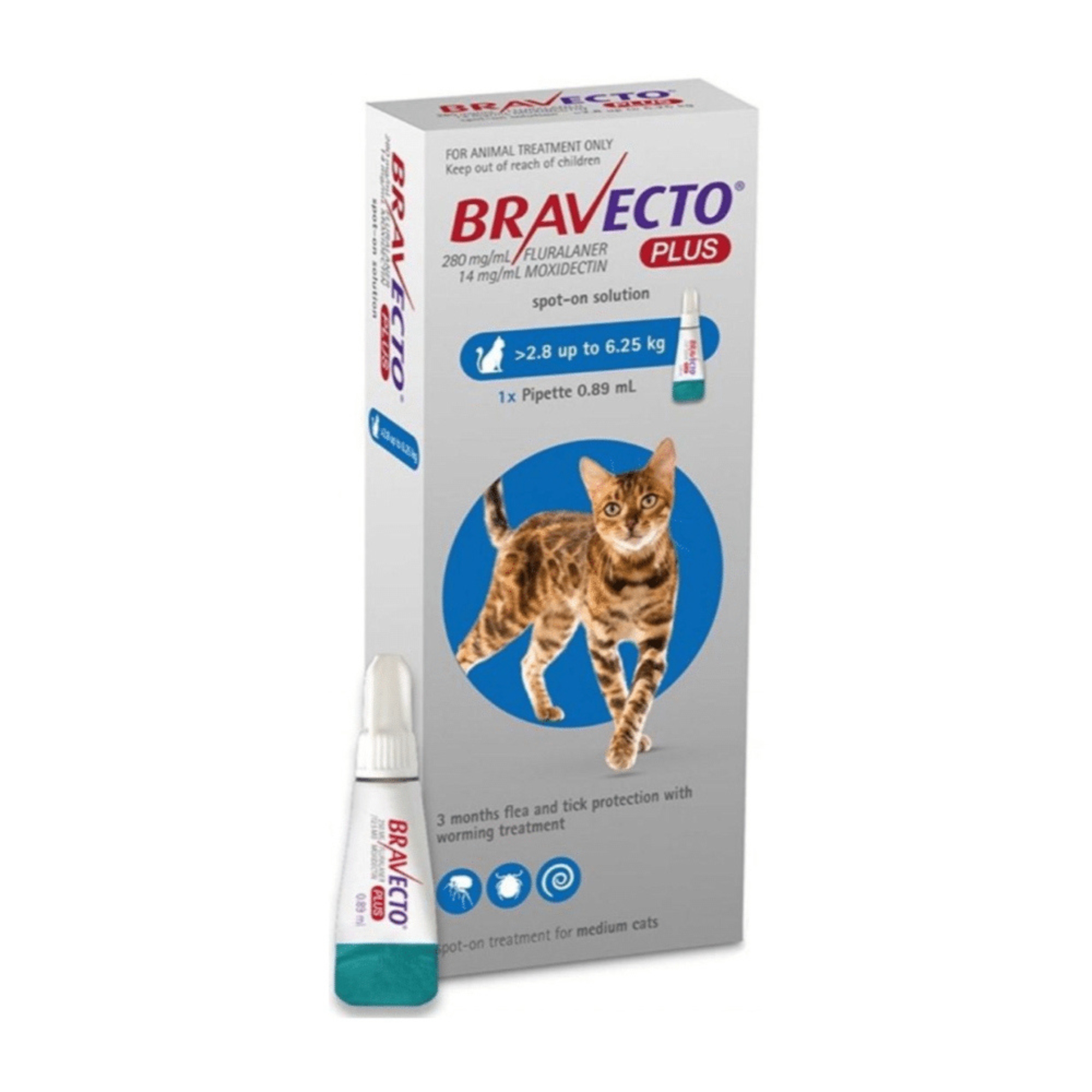 Bravecto Plus 250mg Gatos de 2.8 a 6.25 Kg